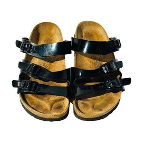 Birkenstock Womens Sandals Cork Footbed Strappy Buckle Slip On Black Size 36 / U